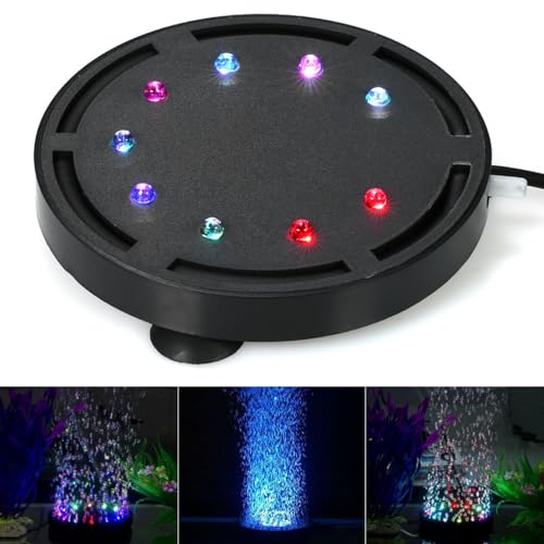 HOSPAOP Aquarium Luftstein - Sprudelstein für Aquarium mit RGB LED, Ausströmer Aquarium Sprudler Kit High Diffusor für Aquarium Fisch Tank Gelösten Sauerstoff und Deko, 125mm von HOSPAOP