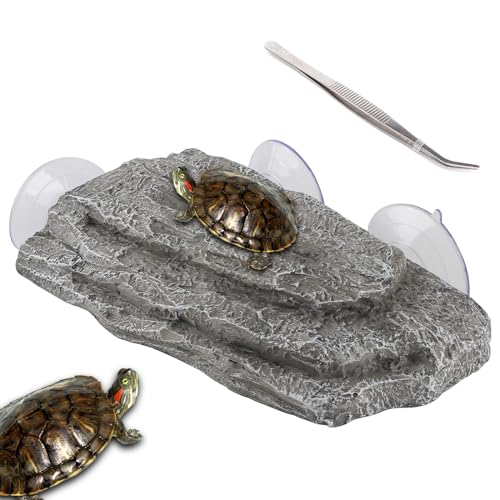 Schildkröte Sonnenplattform, Schildkröten-Dock, Reptilien-schwimmendes Tankzubehör, Kletterplattform, Aquarium-Landschaftsdekorationen mit Saugnäpfen, Ruheterrassen-Ornament für Frösche, Terrapins von HOSUKKO