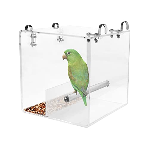 Vogelfutterstation für Käfig Automatischer Samenbehälter Papageienfutter Halter Tierkäfig Wasserfutter Halter für Papageiensittiche von HOSUKKO