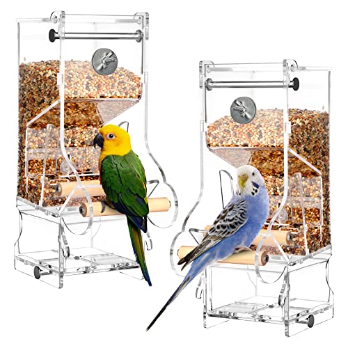 Hosukko Vogelfutterstation für Vögel, transparent, reduziert Abfall, geeignet für kleine Vögel, 2 Stück von HOSUKKO