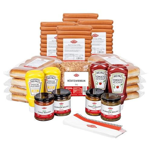 HOT DOG WORLD- Hot Dog Set American Style (VEGAN, 152-teiliges Set) für 48 Hot Dogs von HOT DOG WORLD