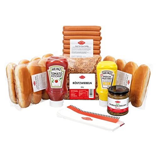 HOT DOG WORLD- Hot Dog Set American Style (VEGAN, 41-teiliges Set) für 12 Hot Dogs von HOT DOG WORLD