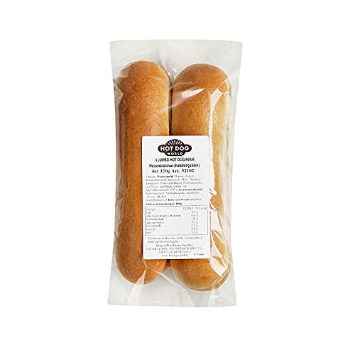 HOT DOG WORLD - Jumbo Hot Dog Brötchen 28 x 80g, vorgeschnitten von HOT DOG WORLD