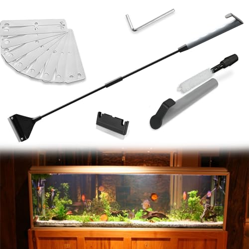 Algenschaber Aquariumschaber, Aquarium Reinigungswerkzeuge, 62 cm Aquarium Algen Rasiermesser Schaber, Professioneller Algenschaber Aquarium Klingenreiniger mit 10 Klingen, für Glas Fischbecken von HOTMNTY