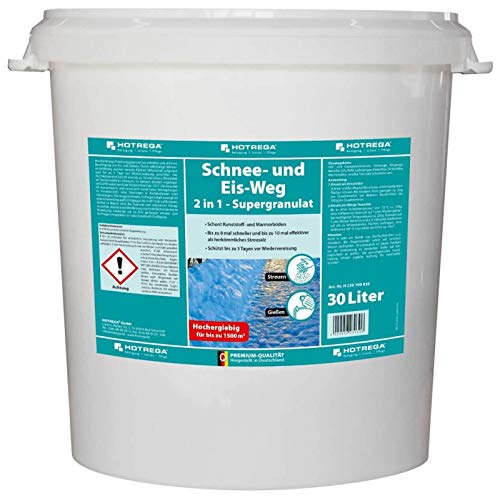 HOTREGA Schnee und EIS Weg 2in1 - Supergranulat - Taumittel, Auftaugranulat, Streumittel (30 Liter) von HOTREGA