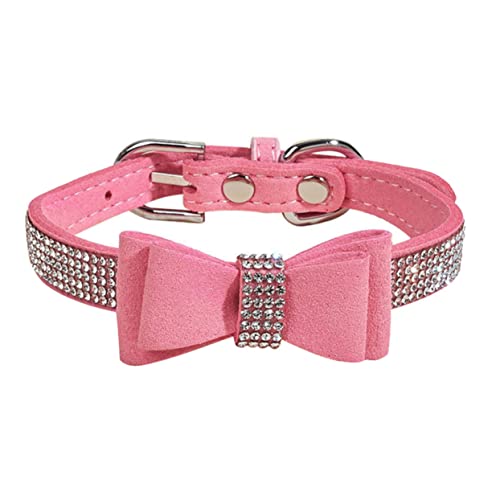 HOUDERCO 1 Satz Diamanthalsband Für Haustiere Einziehbare Hundeleine Kette Hundehalsband Mädchen Kabel Bausatz Rindenhalsband Leckerlis Für Hunde Hundehalsband Welpe Doppelt Mikrofaser Rosa von HOUDERCO