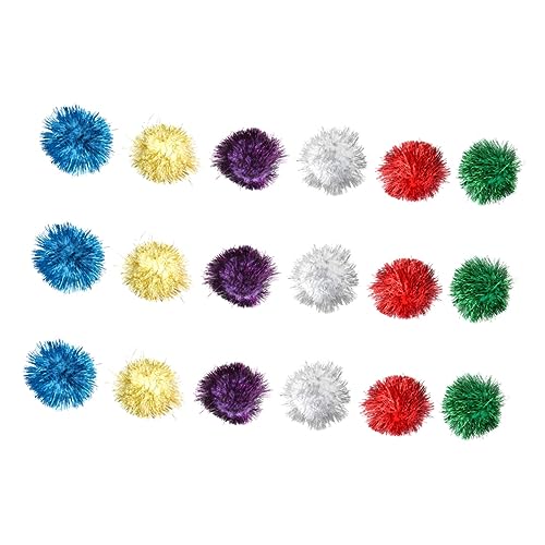 HOUDERCO 18Stücke Katzen Pom Pom Bälle Glitzer Lametta Bälle Für Katzen Haustierzubehör Zum Zufällige Farben Katzenspielzeug Für Interaktive Beschäftigung von HOUDERCO