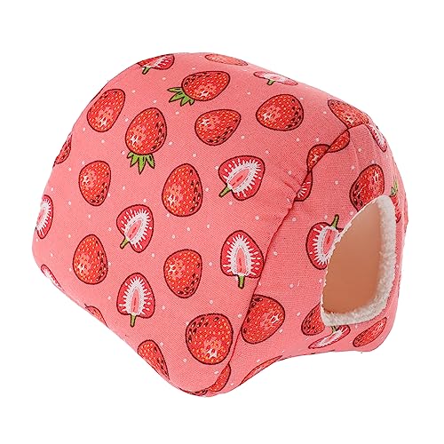 HOUDERCO 1stk Hamsternest Hamsterzwinger Rennmaus Hamsterbettwäsche Kleine Tiere Warme Matte Hängematten Futter Für Meerschweinchenkäfige Haustier Rattenhamster Hausbett Heu Zaun Stoff Rosa von HOUDERCO