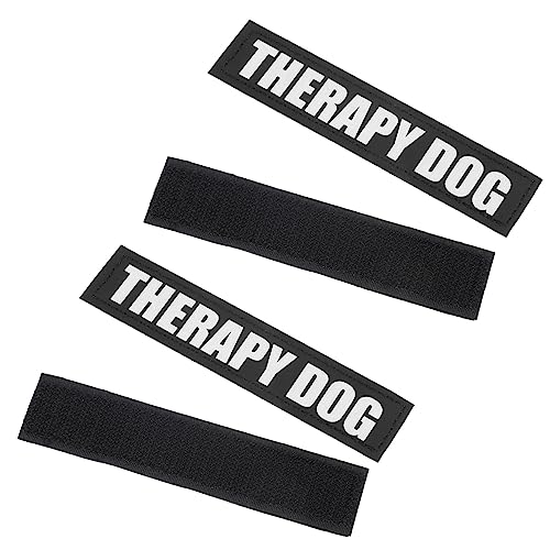 HOUDERCO 2 Paar Geschirr mit Hundezucht therapiehund Hundeerziehung Aufkleber Aufnäher für Hundegeschirr Abs Outdoor-Haustier-Westen-Patches Patches für Hundewesten Pu Black von HOUDERCO