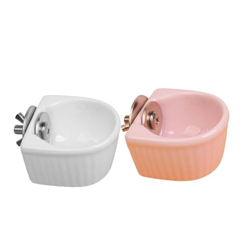 HOUDERCO 2Stücke Keramische Futter Und Wasserschalen Für Haustiere Hängende Futterschalen Für Kaninchen Meerschweinchen Und Andere Kleine Tiere Kipp Design von HOUDERCO