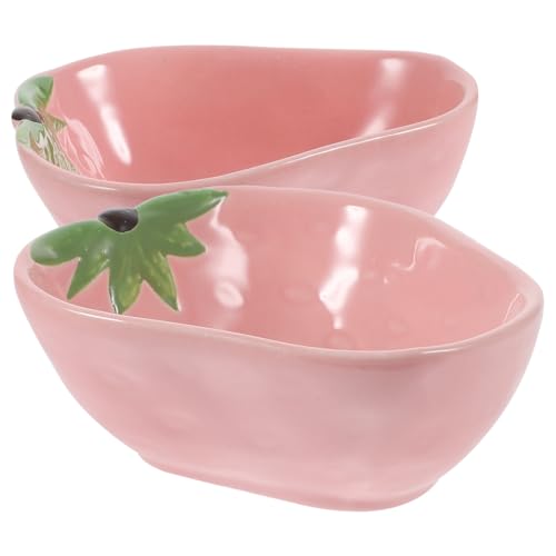 HOUDERCO 2st Hamster-futterteller Saucen-dip-schüssel Fütterung Hund Haushalt Süße Kleine Tiernäpfe Dessertschale Hamsterfutter Geschirr Servieren Heu Rattenfutter Platte Essen Keramik Rosa von HOUDERCO