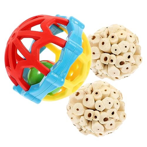 HOUDERCO 3 STK Vogel Spielzeugball Hühnerspielzeug Vogelkäfig Papageienschwung für Vögel Vogelbälle Bird Toys Vogelspielzeug Gummibälle Kautrainingsspielzeug Anlage von HOUDERCO