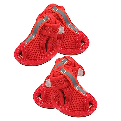 HOUDERCO 4 Stück Haustier Sandalen Welpenschuhe Hunde Mesh Stiefel Atmungsaktive Hundeschuhe Hunde Welpen Sandalen Hundeschuhe Für Heißes Pflaster Haustier Hundeschuhe rutschfeste von HOUDERCO