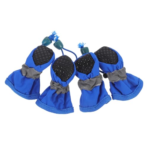 HOUDERCO 4 Stück wasserdichte Fußabdeckung Für Haustiere Unterhose Griffe Hundepfote Regenschuhe Für Hunde Hundestiefel Hundeschuhe Für Heißes Pflaster Tücher Welpen Stiefeletten Blue Gummi von HOUDERCO