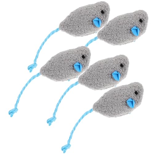 HOUDERCO 5pcs Plush Mouse -geformte Spielzeuge Kauen Kauen Spielzeug Haustier Interaktives Spielzeug Katzenversorgung von HOUDERCO