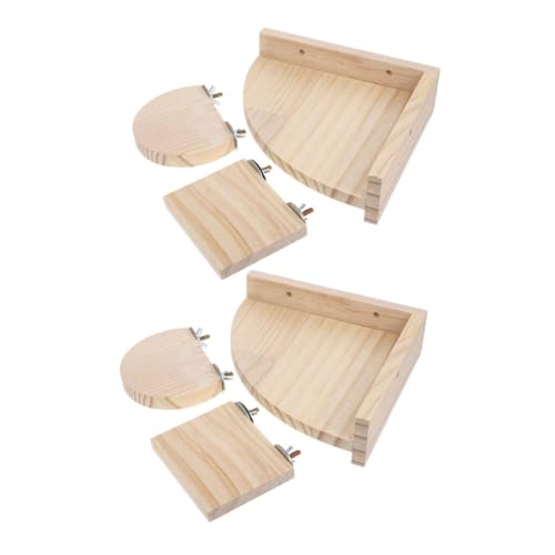 HOUDERCO 6St Hamster-Holzplattform für Vogelkäfige Trampolinleiter Käfig Eckregal Ratten Hamster Spielplatz Hamster zubehör Sprungbrett für zu Hause Hamsterständer hölzern von HOUDERCO