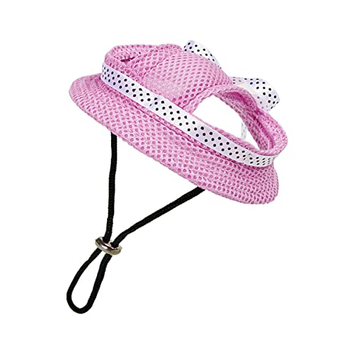 HOUDERCO Atmungsaktiver Hut für Haustiere Hundemütze für die Sonne Hundepflegeset Pfote hundefressnäpfe Sonnenschutzhut Sommer-Outdoor-Haustier-Kopfbedeckung Netz Rosa von HOUDERCO