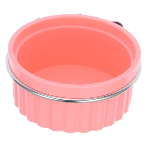 HOUDERCO Hängendes Papageienkäfig-zubehör, Edelstahl-vogelfutter-wassernapf, Abnehmbar Und Verstellbar, Für Katzen, Hunde Und Kleine Tiere, Rosa von HOUDERCO