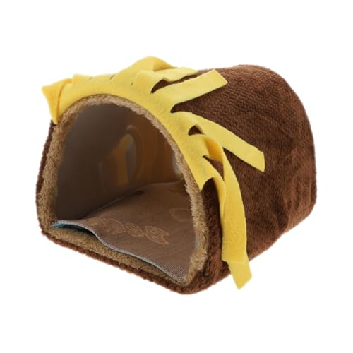 HOUDERCO Hamster-Tunnelnest Kaninchen Hamsterspielröhre Hundehütte Wurf Hamster versteck Hamster Hideout Heim Haustier Tunnelhaus Quastentunnel für kleine Haustiere Flanell Coffee von HOUDERCO