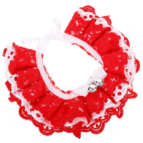 HOUDERCO Haustier-Lätzchen Katzenhalsband Wurfhalsbänder für Kätzchen Welpenhalsband Kragen Hund pet Supplies Welpen-Baumwollhalskette Kätzchen-Krawatten- Spitze rot von HOUDERCO