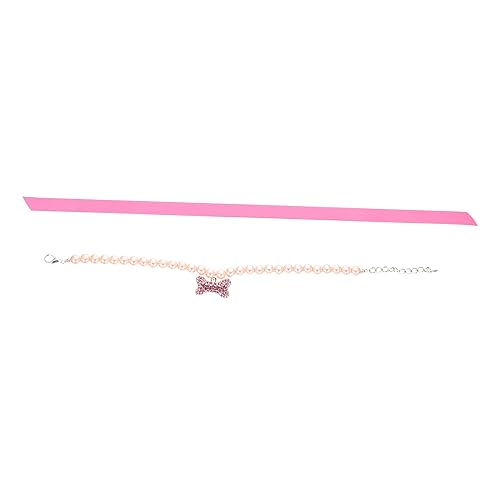 HOUDERCO Haustierhalsband Hundehalsbänder Hundeschmuck Welpe Perlenkette Hundeanhänger Für Ketten Halskette Katze Hundehalsband Perlenhalsband Für Hunde Legierung Rosa von HOUDERCO