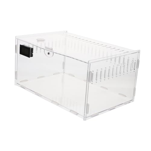 HOUDERCO Kasten Futterbox Für Reptilien Schildkröten-wärmelampe Terrarienset Gecko-Terrarium Aquarium Bärtiger Drachenpanzer Reptiliengehäuse Wärmelampenbirne Reptil Käfig Acryl Transparent von HOUDERCO