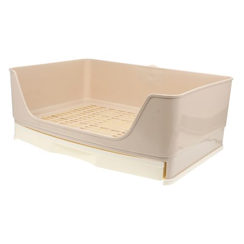 HOUDERCO Kasten Kaninchentoilette Hamster klo kaninchenklo Hamster bei behandeln Container meerschweinchen schubladenteiler Kaninchen Töpfchen Haustier-Trainings-Ecktablett Plastik Beige von HOUDERCO