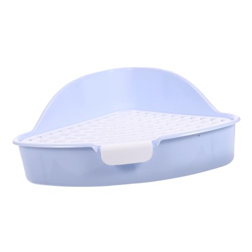 HOUDERCO Kasten Kaninchentoilette Heufütterung Hasenkäfig Frettchenstreu Chinchillastreu kaninchenklo Hasen klo Eckklo Hasen-Töpfchen Haustier Schublade Töpfchen Plastik Sky-Blue von HOUDERCO