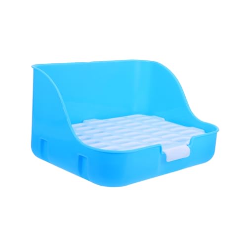 HOUDERCO Kasten Töpfchentoilette für Kaninchen Mülleimer Hamsterkäfig Heu Hund Hasen zubehör kaninchenkäfig Haustier meerschweinchen käfig Hasenkäfig-Toilette Kaninchentoilette Abs Sky-Blue von HOUDERCO