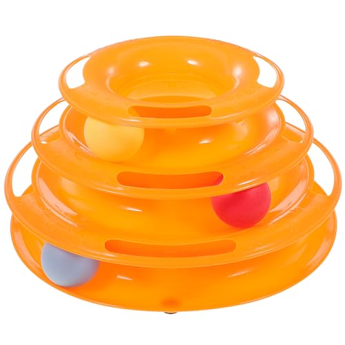 HOUDERCO Katzen-Plattenspieler Amusement Kitten easykittie cat Toy Katzen + Plüsch für Kätzchen Katzenball Kätzchen Bausatz Spaß Cat-Track-Turm rotierende Kugel von HOUDERCO