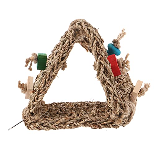 HOUDERCO Kleine Rattan Vogelhängematte Für Papageien Kuschelnest Für Haustier Vögel Mit Zufälligem Zubehör Papageihaus Für Sicheren Schlaf Und Vogelschutz von HOUDERCO