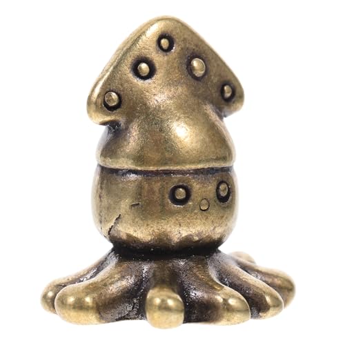 HOUDERCO Messingornamente Tierskulptur Desktop Tintenfischfiguren Miniatur Tintenfischmodell Vintage Tintenfischfigur Messingtierfiguren Tintenfischstatue Für Teehaustier Golden von HOUDERCO