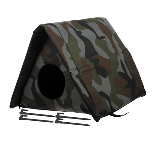 HOUDERCO Wetterfestes Katzenhaus Für Außenbereich Isolierte Katzenhütte Für Winter Robustes Und Warmes Tierheim Für Katzen Und Kleine Hunde Im Camouflage Design von HOUDERCO