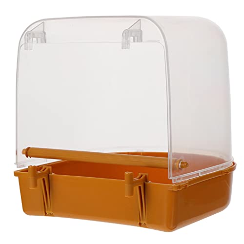 HOUDERCO papagei badewanne Hase Vogelbadständer Vogelkäfig Wannen vogeltränke vogelbad für balkongeländer Papagei Duschwanne Nymphensittich-Badebecken PVC-Material Orange von HOUDERCO