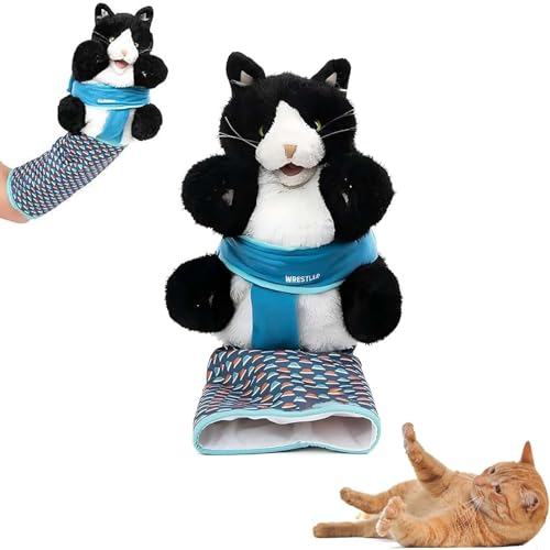 HOUKUNKA Cat Wrestling Toy Puppet, Katze Sumo Wrestling Spielzeugpuppen, Katzen -Wrestler -Puppe mit Schutzhülle, Katzenwrestle Toy mit harten Polsterung (1PC) von HOUKUNKA