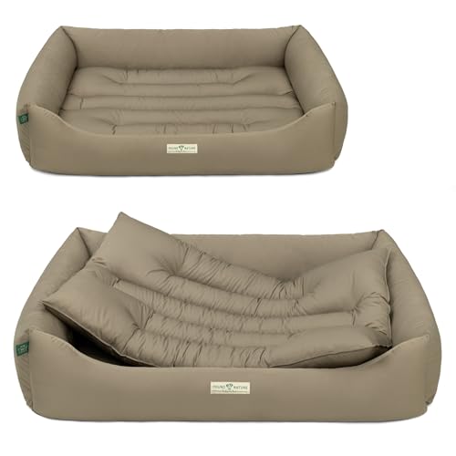 HOUND & NATURE | Öko Hundebett Bern | Weich/Soft | Gr. XXL für Sehr Große Hunde - Kuscheliges Hundebett Waschbar mit Wende - Liegekissen (XXL - 125x95 cm, Taupe) von HOUND & NATURE