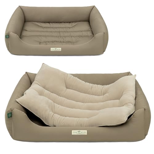 HOUND & NATURE | Öko Hundebett Luzern | Weich/Soft | Gr. L für Größere Hunde - Kuscheliges, Flauschiges Hundebett Waschbar mit Wende - Liegekissen (L - 105x75 cm, Taupe) von HOUND & NATURE