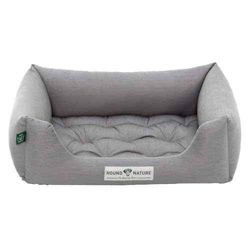 HOUND & NATURE | Orthopädisches Hundebett Zermatt, Hundekörbchen Kleine Hunde mit hohem Rand, Kuscheliges Hundesofa mit Hundekissen waschbar (S - 75x60 cm, Hellgrau) von HOUND & NATURE