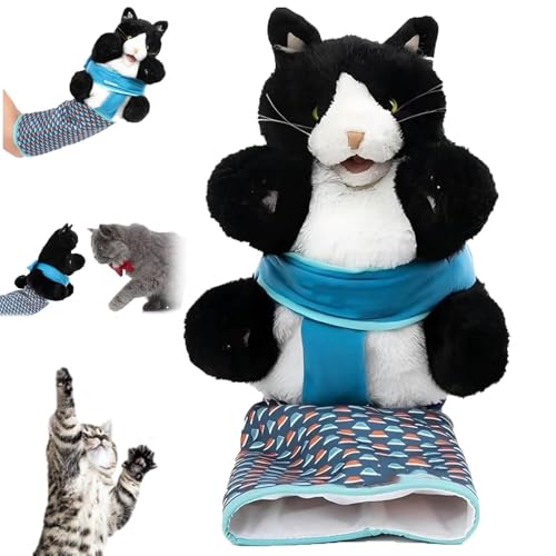 HOUXIANDOU Katzenpuppen-Ringer, Antarktischer Ringer, Katzen-Ringer-Spielzeugpuppe, Interaktive Handpuppe Mit Robuster Polsterung Für Sicheres Spielen (1 Stück) von HOUXIANDOU