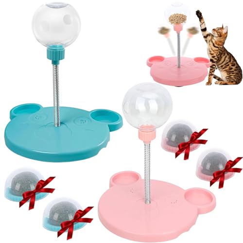 HOUXIANDOU Leckerli-Ball als Futterspielzeug für Haustiere, Leckerli-Spender für Haustierspielzeug, lustiger Leckerli-Ball für Haustiere, langsame Futterspender für Katzen und Hunde (Mix-2 Pcs) von HOUXIANDOU