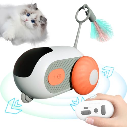 HOVCEH Katzenspielzeug Elektrisch mit Fernbedienung, Smartyflip Katzenspielzeug mit 2 Modi, Interaktives Katzenspielzeug Maus mit Fernbedienung, Intelligenz SelbstbeschäFtigung USB Wiederaufladbar von HOVCEH