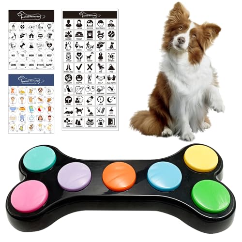 HOVCEH Satz Von 7 Farben Hunde Kommunikation Button, Buzzer mit Aufnahmefunktion, Hunde Buttons zum Sprechen mit 100 Aufklebern, Hundetraining Verhaltenshilfen, Trainieren Sie Ihren Hund,um zu Sagen von HOVCEH