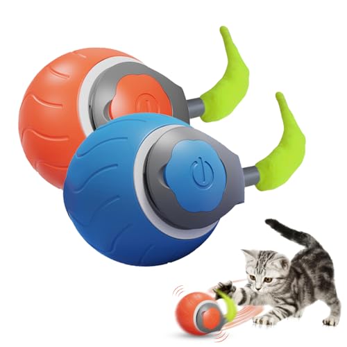 Interaktives Katzenball-Spielzeug, interaktives Katzenspielzeug, Katzenspielzeug für Indoor-Katzen und Erwachsene, Katzenballspielzeug, wiederaufladbar, elektrischer Hundeball, 360° intelligent, von HOVCEH