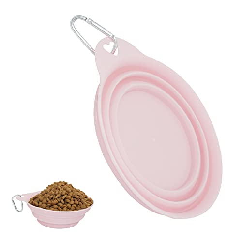 Erweiterbarer Wasser- und Futternapf für Hunde, 15 cm, Pink, tragbares Silikon-Haustier-Zubehör, geeignet für Spaziergänge mit dem Hund, Reisen, Wandern und Camping von HOVUK