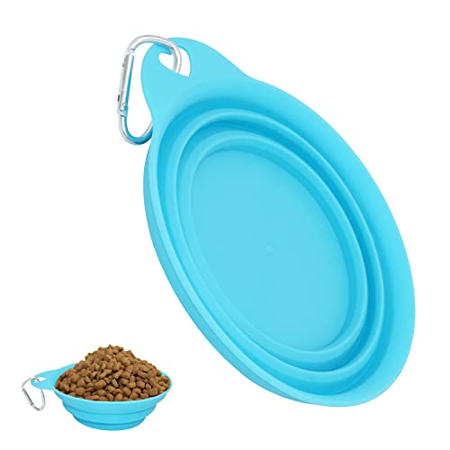 Faltbarer Silikon-Hundenapf, erweiterbares Haustier-Zubehör für Camping, 15 cm, blau, tragbar, für Reisen, Hundefutter, Wassernapf, Wandern und Reisen von HOVUK