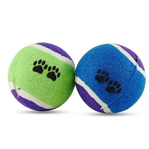 HOVUK 2 x Dog Apportierball für interaktive Spielzeit, Pfotenabdruckbälle für Hunde, Gummi-Tennisbälle für Hunde, kaufest, sicheres und interaktives Spielzeug von HOVUK