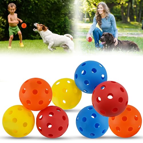 HOVUK 8 x Kunststoffbälle für Hunde, Bälle für Hunde mit 26 Löchern, Haustier-Trainingsball, Kauresistentes interaktives Spielzeug, unzerstörbare Hundebälle, Größe 7 cm von HOVUK