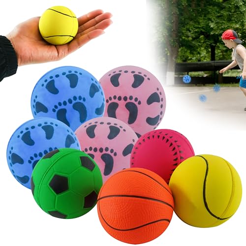 HOVUK 8 x nicht kaubare Gummibälle für Hunde, ungiftiges Welpenspielzeug, federnde strukturierte Apportierbälle, interaktive Hundebälle für Outdoor-Spielen, Größe 6 cm von HOVUK