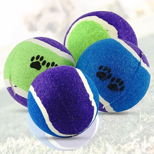 HOVUK Gummibälle für Hunde, kleine Hundebälle, Apportierfreundliches Hundespielzeug, Hundespielbälle mit lebendigen Farben und Texturen, Tennisbälle für Hunde, 4 Stück von HOVUK