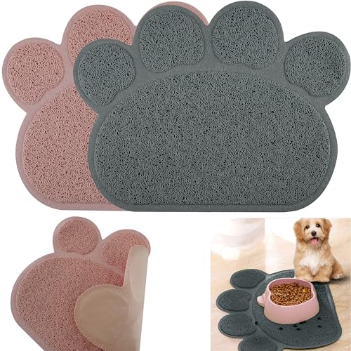 Wasserdichte Hundematten – Rosa und Grau, wasserdichte Matten für die Fußreinigung, Welpenmatten für Zuhause, Hundezubehör, Katzenstreumatten, Größe 40 cm, 2 Stück von HOVUK